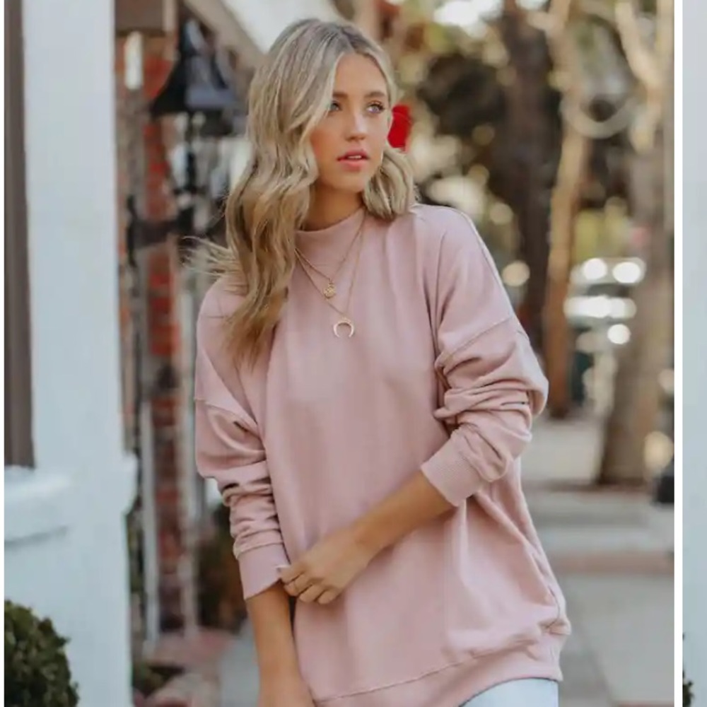Mock Neck Sweatshirt - Rose